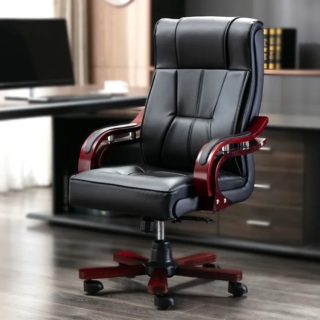 High Back Executive Office Chair Black Leather